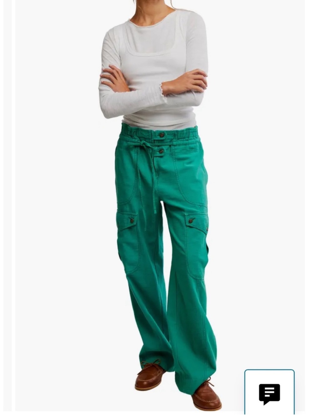 NEW Free People We The Free Park Ave Pull-On Utility Pants. Golf Green. Size M. - Picture 4 of 12